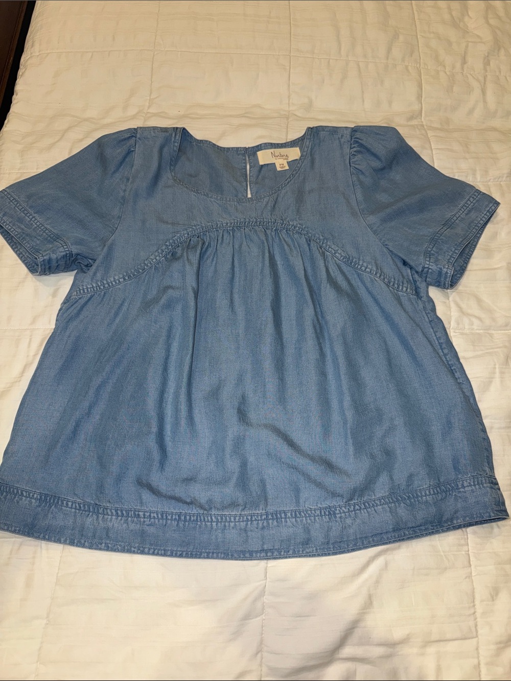 Light Blue Babydoll Short-Sleeve Top